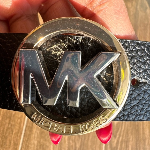Michael Kors Reversible Leather Belt Black/Brown Two-Tone MK Logo Buckle